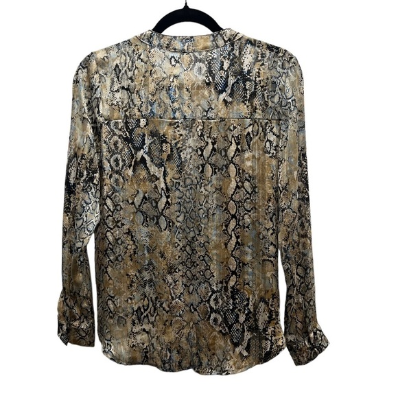 Olivia Graye Metallic Snake Print Wrap Blouse Size XS - Picture 2 of 7